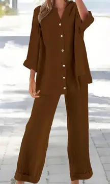 Brooks Brothers Brown Wide Leg Jumpsuit