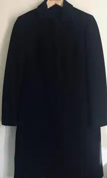 J. Crew Long Wool Black Topcoat size 4 Petite