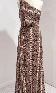 BCBG MAX AZRIA Tark Combo KESSA One-Shoulder Gown Evening Maxi Dress Size 0