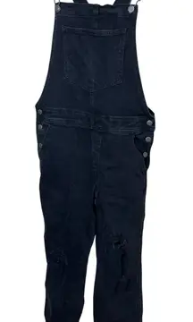 Old Navy Distressed‎ Black Denim Overalls Ripped Knee Pockets Casual Women's 8