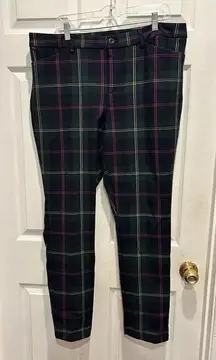 Christopher‎ & Banks Pants Womens 16 Green Plaid Mid-Rise Holiday Party Festive