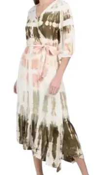 Young Fabulous & Broke Tie-Dye‎ Asymmetrical Hem  Faux Wrap Dress M