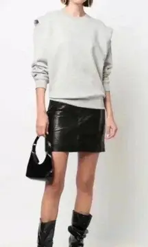 NWT IRO Paris Lusse Pleated Crewneck Sweatshirt Top Mixed Gray Grey S