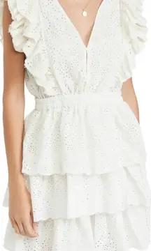 Love The Label Shopbop boho coquette girly fairy Cream Eyelet Ruffle Dress Small