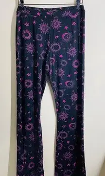 ASOS Cosmic Zodiac Print Jersey Flare Pants Black Pink size 10