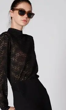 Splash- Lace black turtleneck top size 14