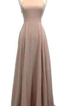 Lulus  Womens S Strappy to Be Here Blush Pink Maxi Dress Bridesmaid Dressy Formal