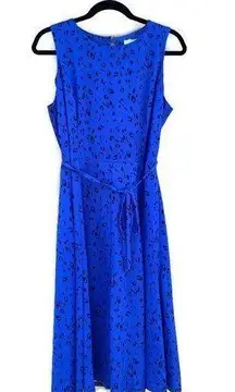 Superfoxx Blue Leopard Print Tie Waist Midi Dress Medium