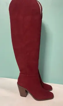 Jessica Simpson Ravyn Women's Over-The-Knee Zipper‎ Boots Burgundy Size 5
