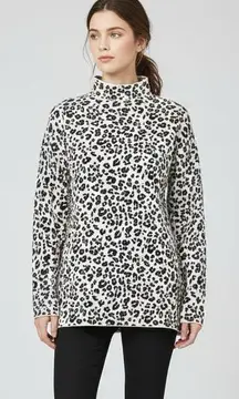 LOFT Leopard Print 100% Cotton Mock Neck Sweater Long sleeves Sz XL