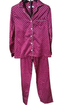Carole Hochman Pajamas Women Small  2 Piece PJ Set Long Sleeve Button Up Red