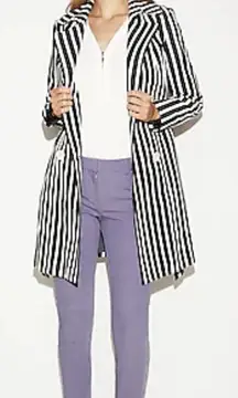 Express‎ Navy Blue & White Striped Belted Trench Coat Size Small