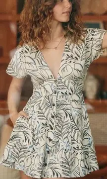 Marine Layer Camila Mini Dress Back White Foliage | S