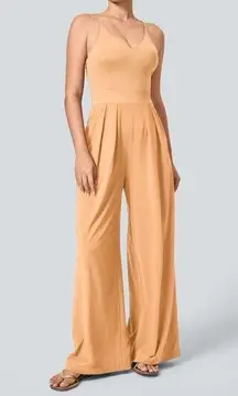 NWT halara Side Invisible Zipper Pocket Wide Leg Quick Dry Resort Slip Jumpsuit
