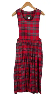 Vintage AINTREE Jumper Red Green Plaid Tartan Size 10 Drop Waist Dress