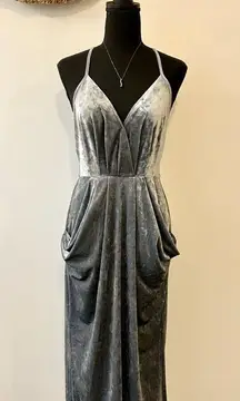 EUC BCBGeneration Crushed Velvet Racerback Midi in Grey Frost Size Small