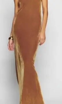 Reformation Sylvania Strapless Velvet Maxi Dress in Gold - Sz Medium