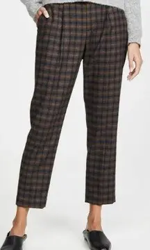 Vince Plaid Pull On Pants Mahogany Plaid Size Large