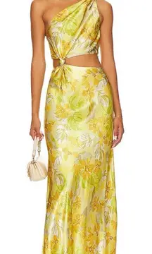 Bec + Bridge Harper One Shoulder Cut Out Maxi Dress In Citrus Floral