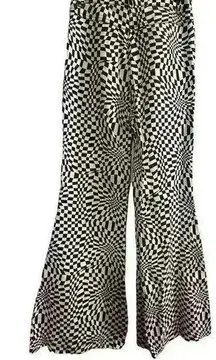 Princess Polly Women's Flared Checkerboard Pants Size 0 Black and White