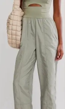 Free People Movement The Way Home Jumpsuit XS Sage Green Cutout Back Zip NWT
