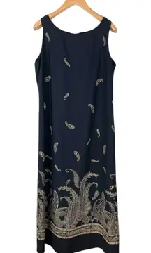 Vintage Y2K Studio I Women’s 18 Black & Tan Paisley Zipper Back Tank Dress Boho