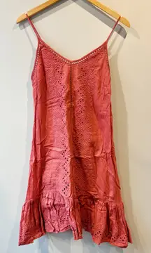 House of Harlow 1960 Flounce Hem Eyelet Mini Dress