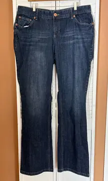 Maurices Plus Size 18 x-long Curvy straight leg bootcut dark blue jeans