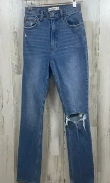 Abercrombie & Fitch 90's Slim Straight Ultra High Rise Jeans size 25 Distressed