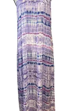 Wild Honey Tie Dye Purple Blue Maxi Cover Up Dress Women's Medium‎
