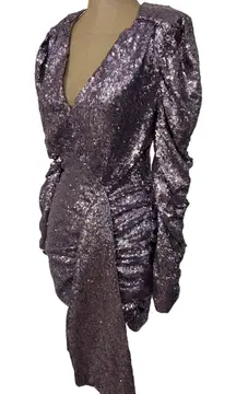 Unbranded Mini Dress Lavender Purple Sequin Long Sleeve Stretch size Medium