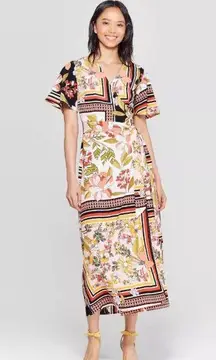 NWOT Who What Wear Printed Wrap Dress