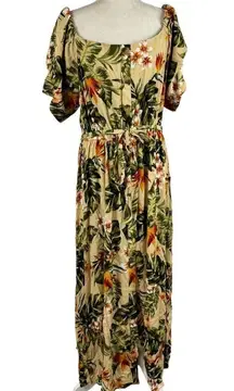 City Chic Women's Plus Size 18 Maui Maxi Dress Elasticated Off Shoulder Bohemian