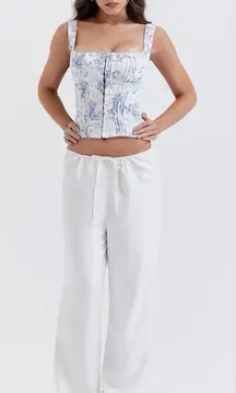 HOUSE OF CB‎ Ivory Linen Mix Trousers NWOT size XS L