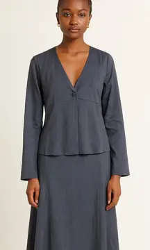 NWT Eileen fisher yarn dyed silk blouse & skirt set dark grey