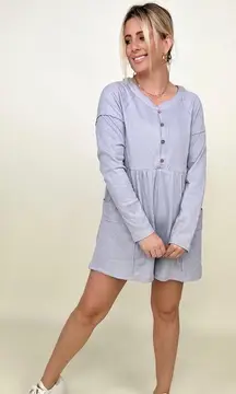 HEYSON KNIT BUTTON-DOWN LONG SLEEVE ROMPER WITH POCKETS 1XL PLUS SIZE NWT