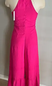 DO+BE Hot Pink Halter Wide Leg Jumpsuit Size S Sleeveless Open Back Party Chic