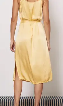 Raquel Allegra Slip Midi Dress Yellow Satin Size Small/4