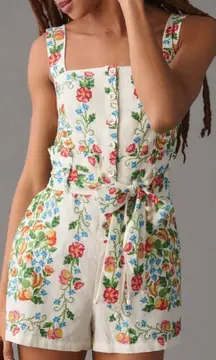 Tropical Romance Linen Blend Romper, Size M