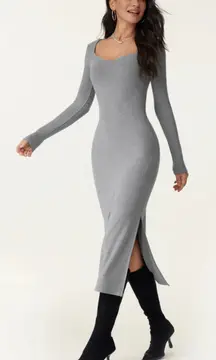 OGL ProWarm Sweetheart Neck Midi Heather Gray Brami Dress Padded M Medium New