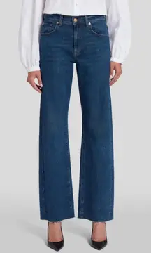 7 For All Mankind Tess Blue Bell Jeans Womens 24 Boho Denim USA Raw Hem 25x32