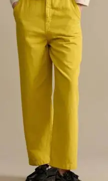 Bellerose Pasop Cotton Linen Blend High Rise Straight Leg Pants Yuzu Yellow Sz 2