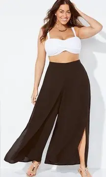 Swimsuits for All Mara Black Wide Leg Side Slit Beach Pants Size 14/16