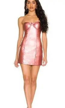 Revolve Salma Metallic Spaghetti Strap Bodycon Mini Dress