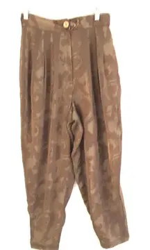 Vintage PePe pleated sheer overlay paisley tan high waisted pants S