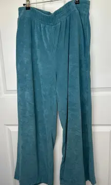 Haven‎ Well Within XL Blue Terry Cloth Lounge Pants Elastic Waist Pockets Comfy