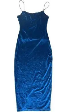 Dance & Marvel - Velvet Midi Slip Dress in Blue