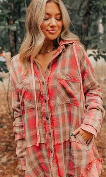 Oil & Hali Rivers Plaid Flannel Thermal Shacket Gauze Size Large