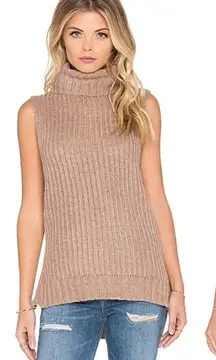 J.O.A. Side Slit Khaki Turtleneck Zipper Sweater C31