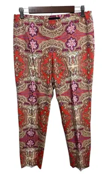 Talbots Signature Multicolor Paisley Print Ankle Pants Boho Retro Style Womens 4